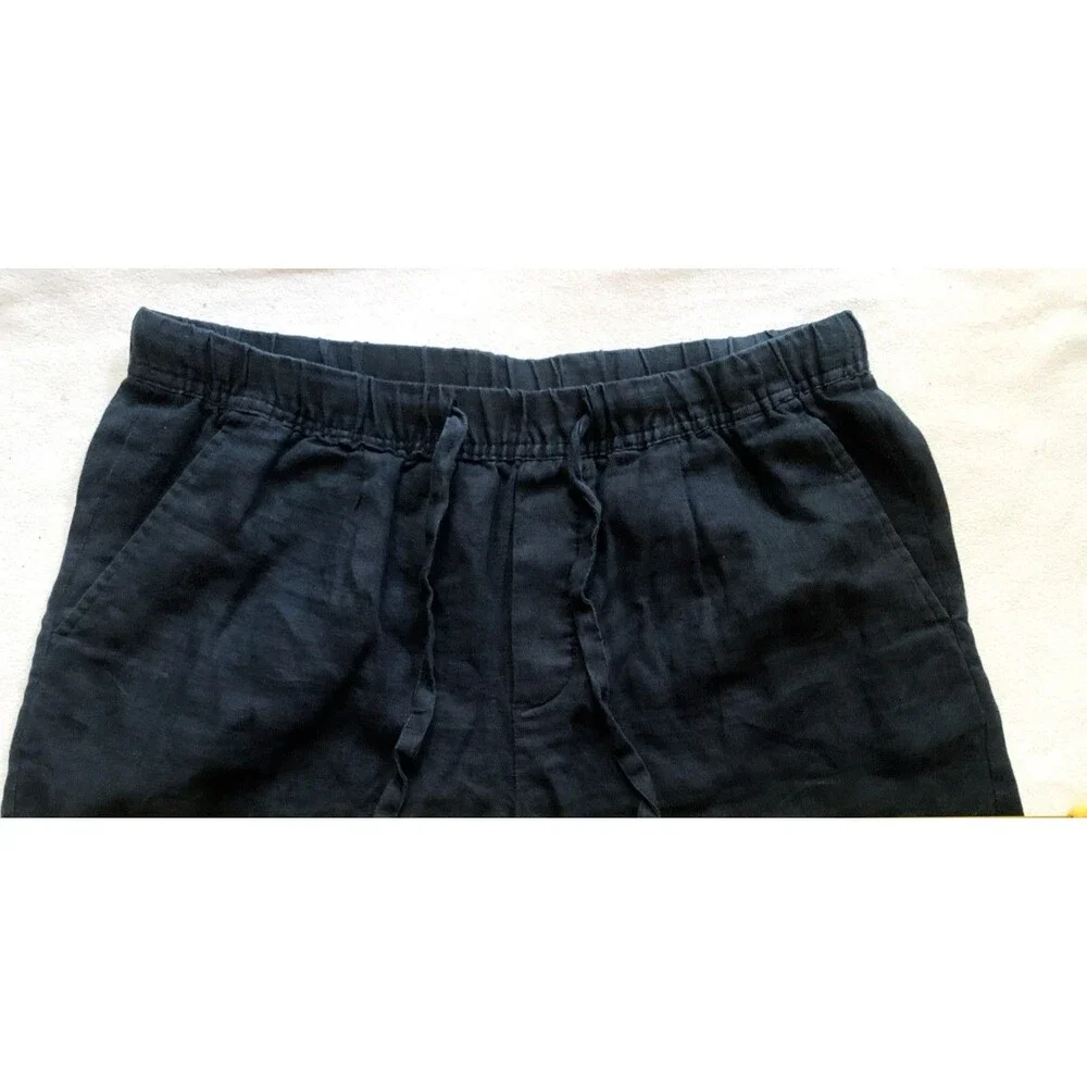 Zara Women's 100% Linen Trousers in Black With 4 Pockets Sz L